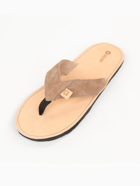 Leather Jean Robert Sandals with Upcycled Tire Tread Soles, and Tan Upper by deux mains. Top View.