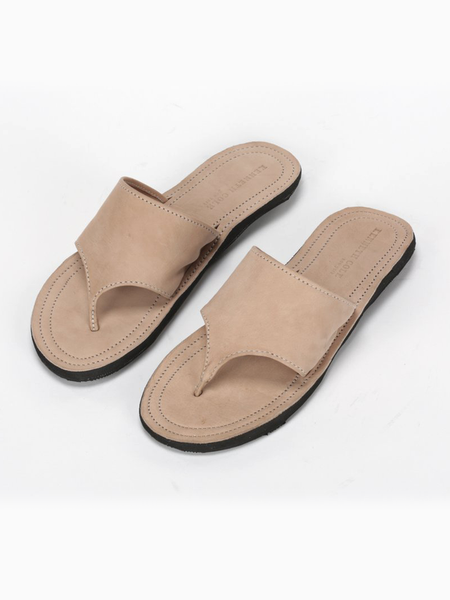 Leather Kenneth Cole Love Haiti for Her Sandals with Upcycled Tire Tread Soles, and Tan Upper by deux mains. Top View.