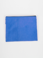 Royal blue leather City Classic Clutch by deux mains. Back view.